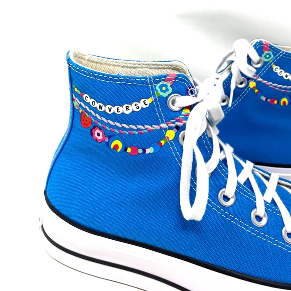 ✨HP✨Converse Ctas Lift Platform High Top Canvas White Blue - Picture 6 of 9